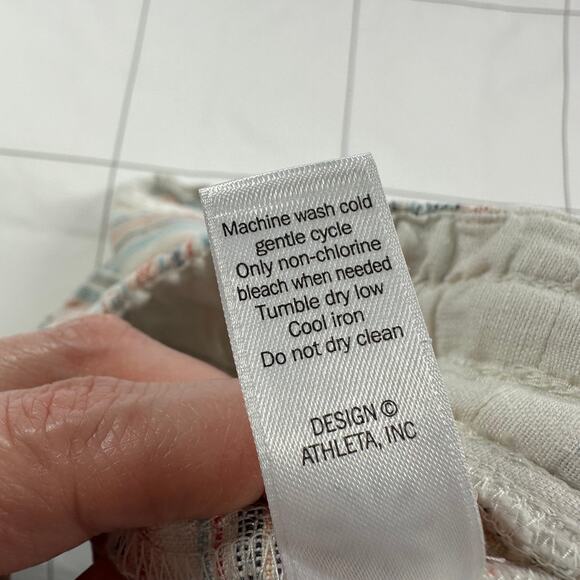 Athleta Shorts Womens 4 Cream Multi Striped Jacquard Sandbar Linen Beach Casual - Picture 6 of 11